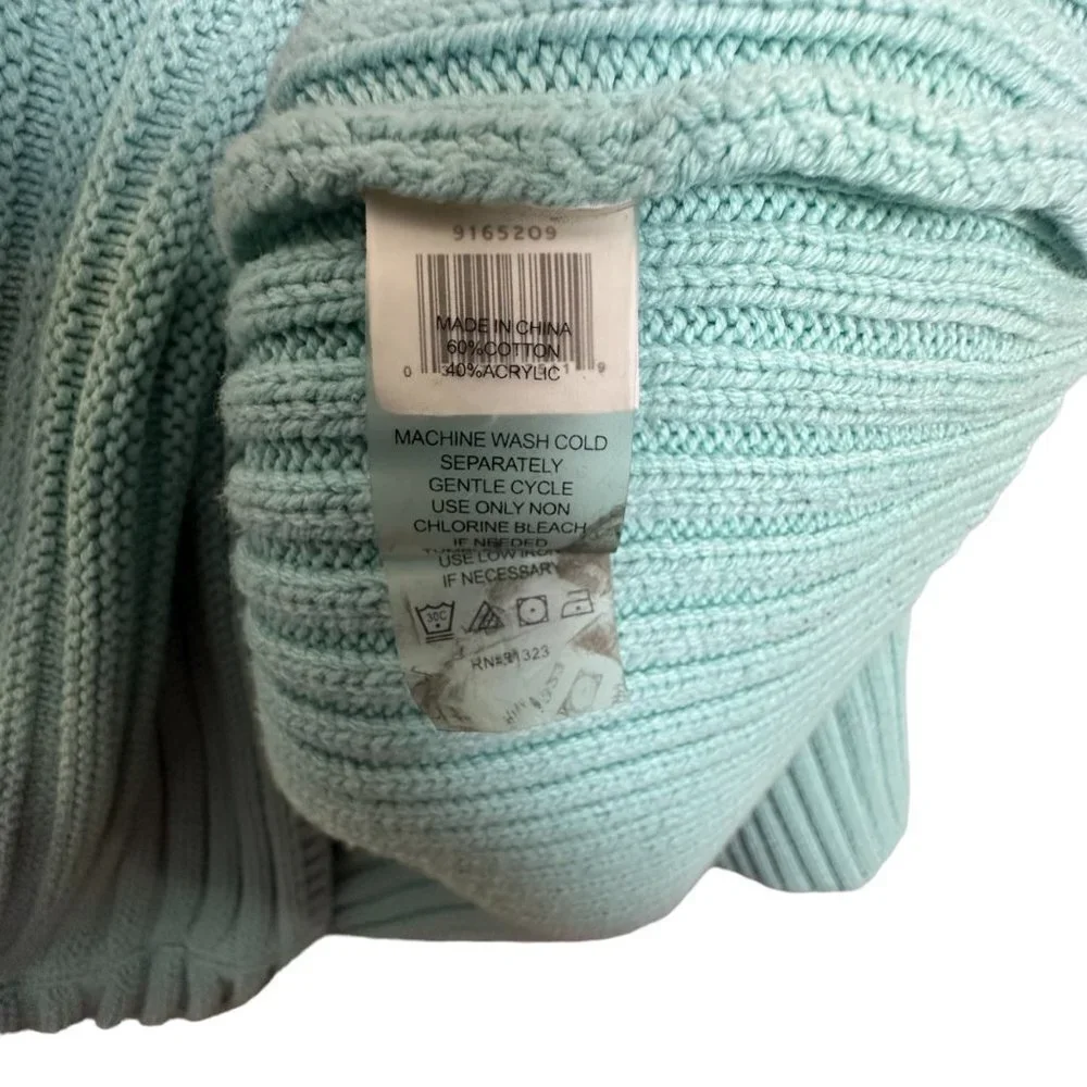 Vince Camuto Women Large Teal Ribbed Knit Long Sleeve Turtleneck Pullover Sweate - Picture 5 of 6